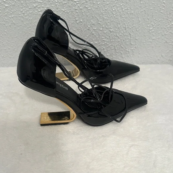 Jeffrey Campbell Demi d'Orsay pump in Black Patent finish with gold- tone Heels - Picture 9 of 15
